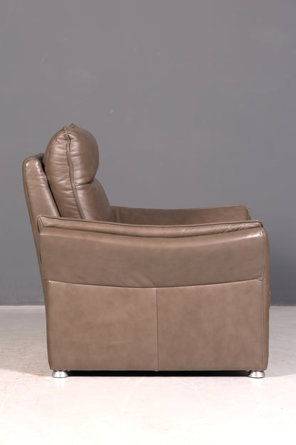 Wunderschöner Moderner Ledersessel Taupe Echt Leder Relaxsessel Loungesessel Polstersessel Armlehnsessel Vintage