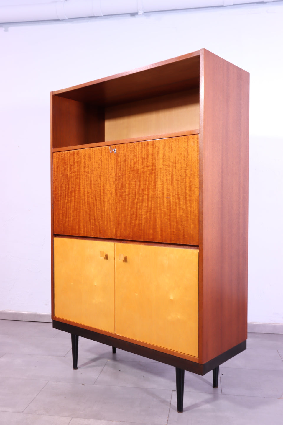 Schlichter Mid Century Sekretär Vintage Bücherregal Vintage Kommode