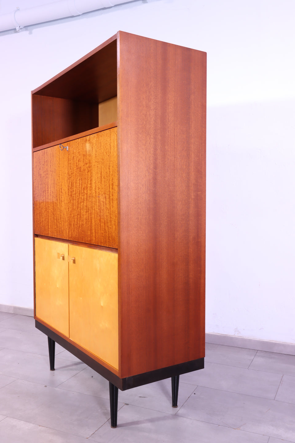 Schlichter Mid Century Sekretär Vintage Bücherregal Vintage Kommode