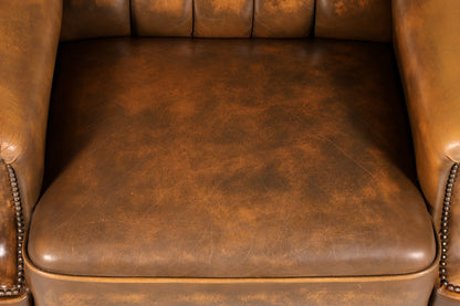 Original Chesterfield Ohrenbacken Sessel Englisch Leder Herrensessel UK Armlehnsessel