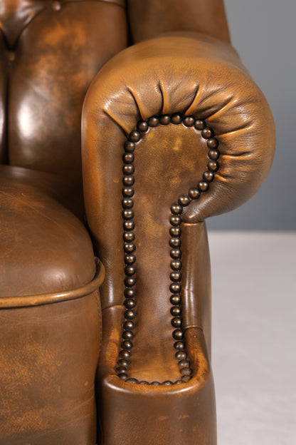 Original Chesterfield Ohrenbacken Sessel Englisch Leder Herrensessel UK Armlehnsessel