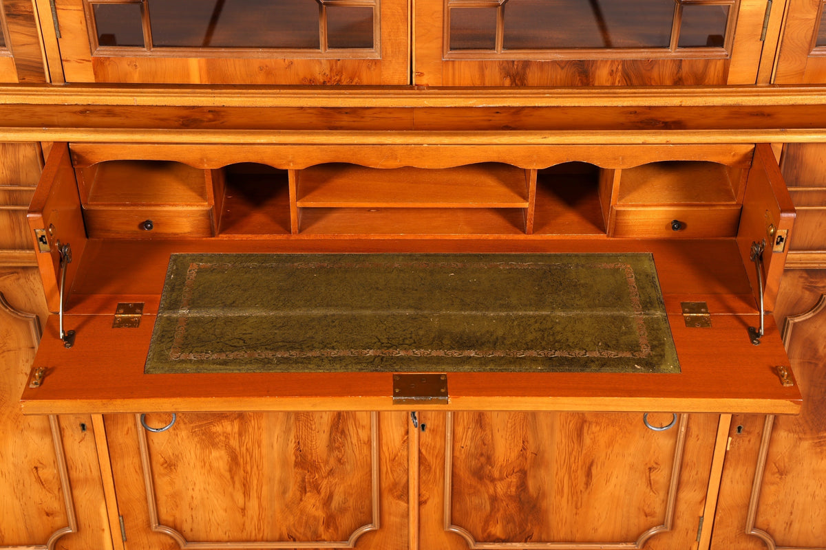 Beeindruckender Englischer Vitrinenschrank Echt Holz Sekretär Bibliothek Bücherschrank Buffet Antik Vintage