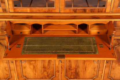 Beeindruckender Englischer Vitrinenschrank Echt Holz Sekretär Bibliothek Bücherschrank Buffet Antik Vintage