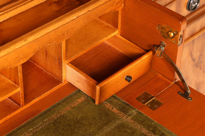 Beeindruckender Englischer Vitrinenschrank Echt Holz Sekretär Bibliothek Bücherschrank Buffet Antik Vintage
