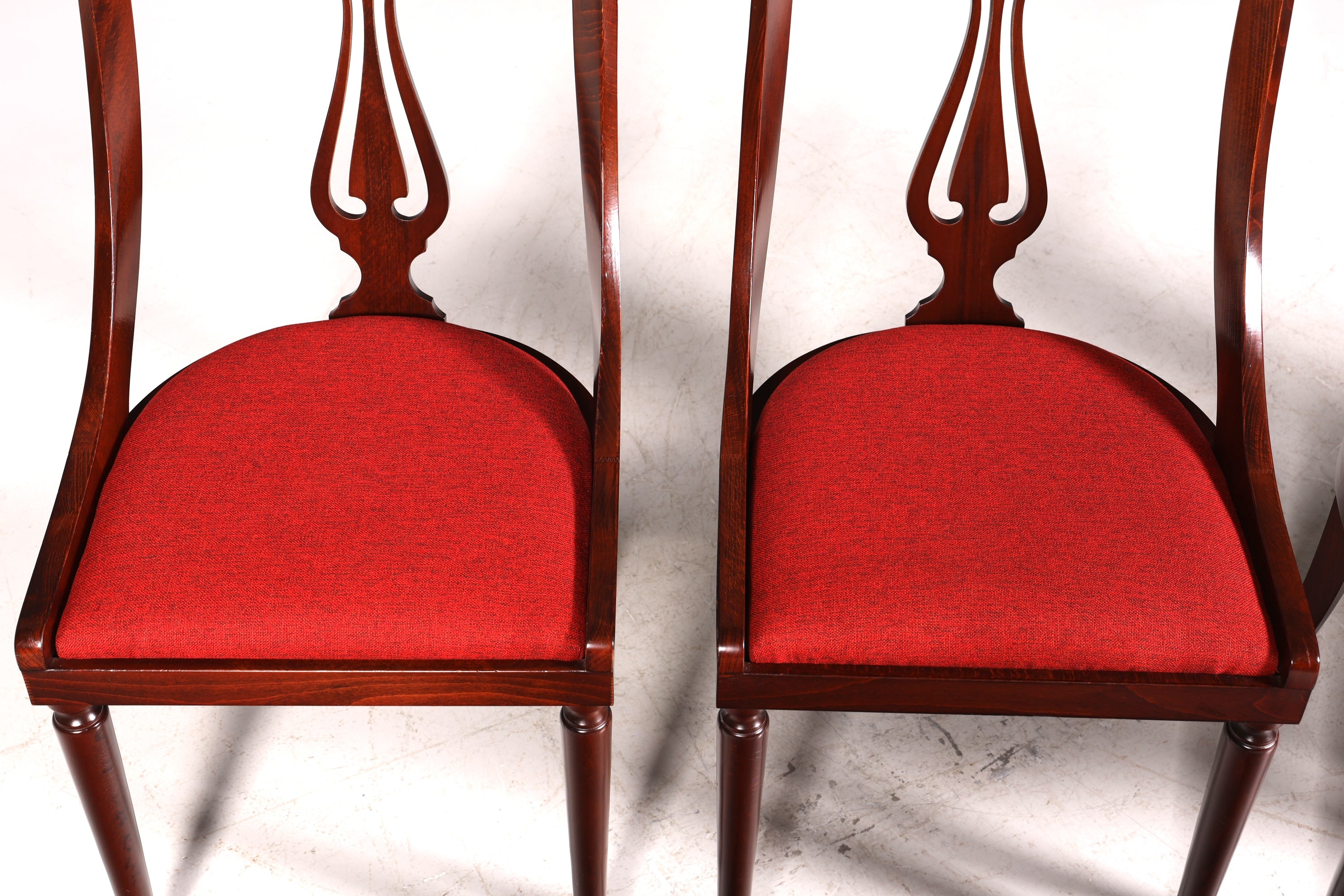 4x Edle Englische Stühle Englisch Gondelstuhl Set Dining Chairs Antik 60s Mahagoni Küchenstühle Stuhlset