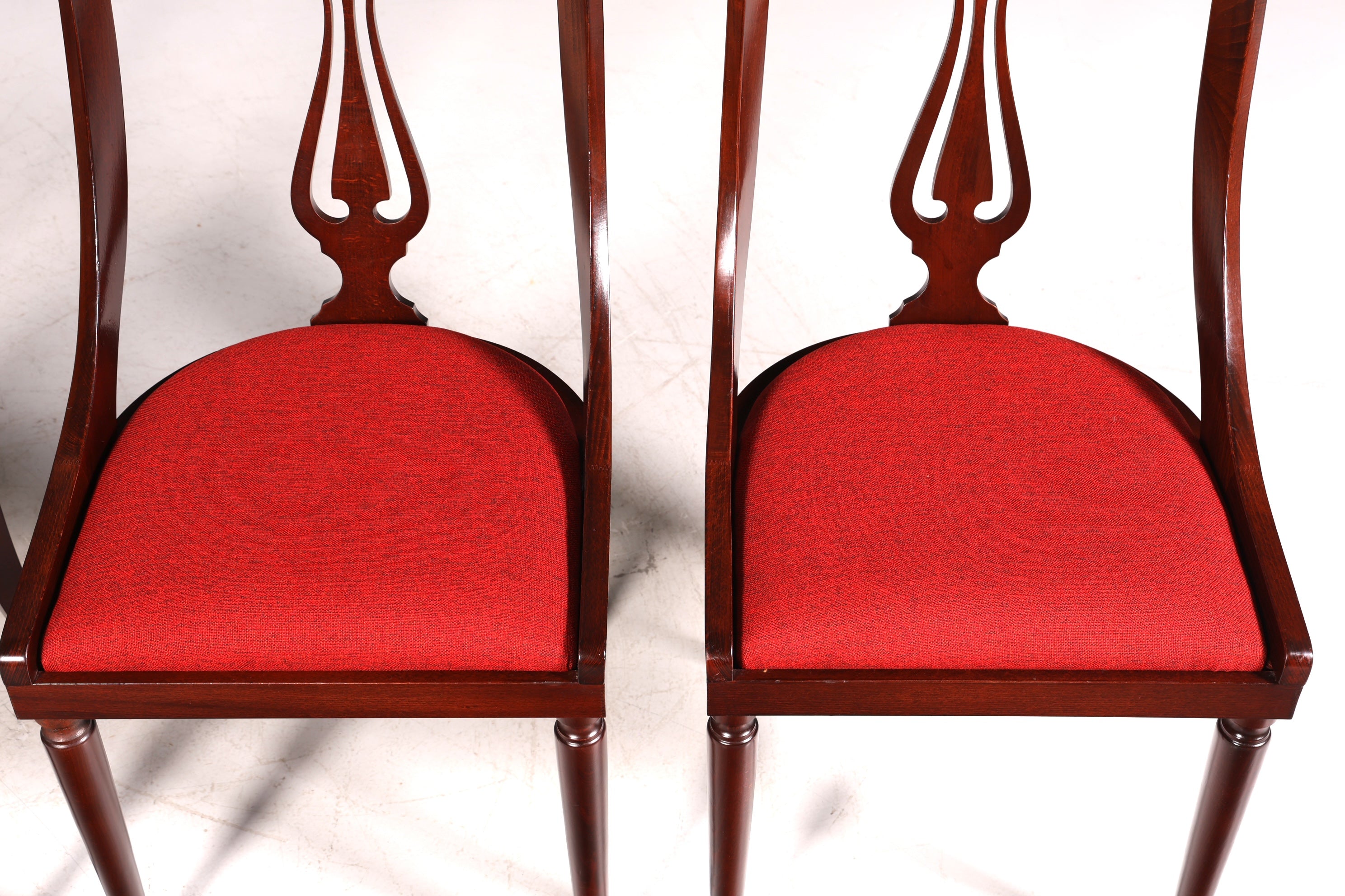 4x Edle Englische Stühle Englisch Gondelstuhl Set Dining Chairs Antik 60s Mahagoni Küchenstühle Stuhlset