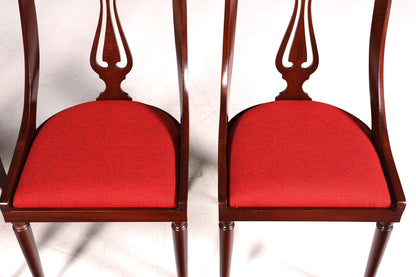 4x Edle Englische Stühle Englisch Gondelstuhl Set Dining Chairs Antik 60s Mahagoni Küchenstühle Stuhlset