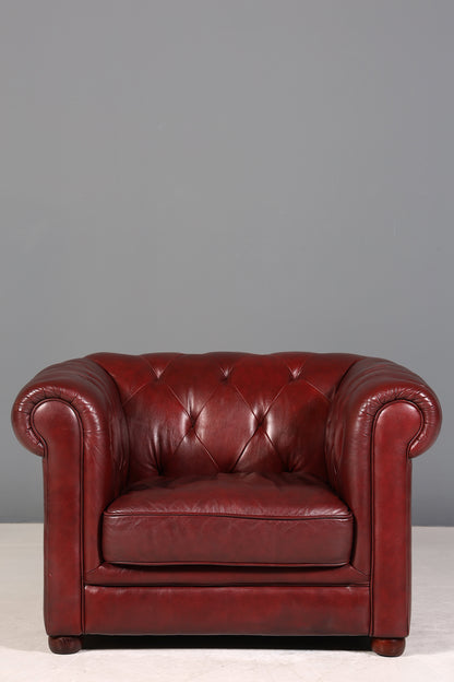 Wunderschöner Original Chesterfield Sessel Englisch Oxblood Leder Armlehnsessel Herrensessel