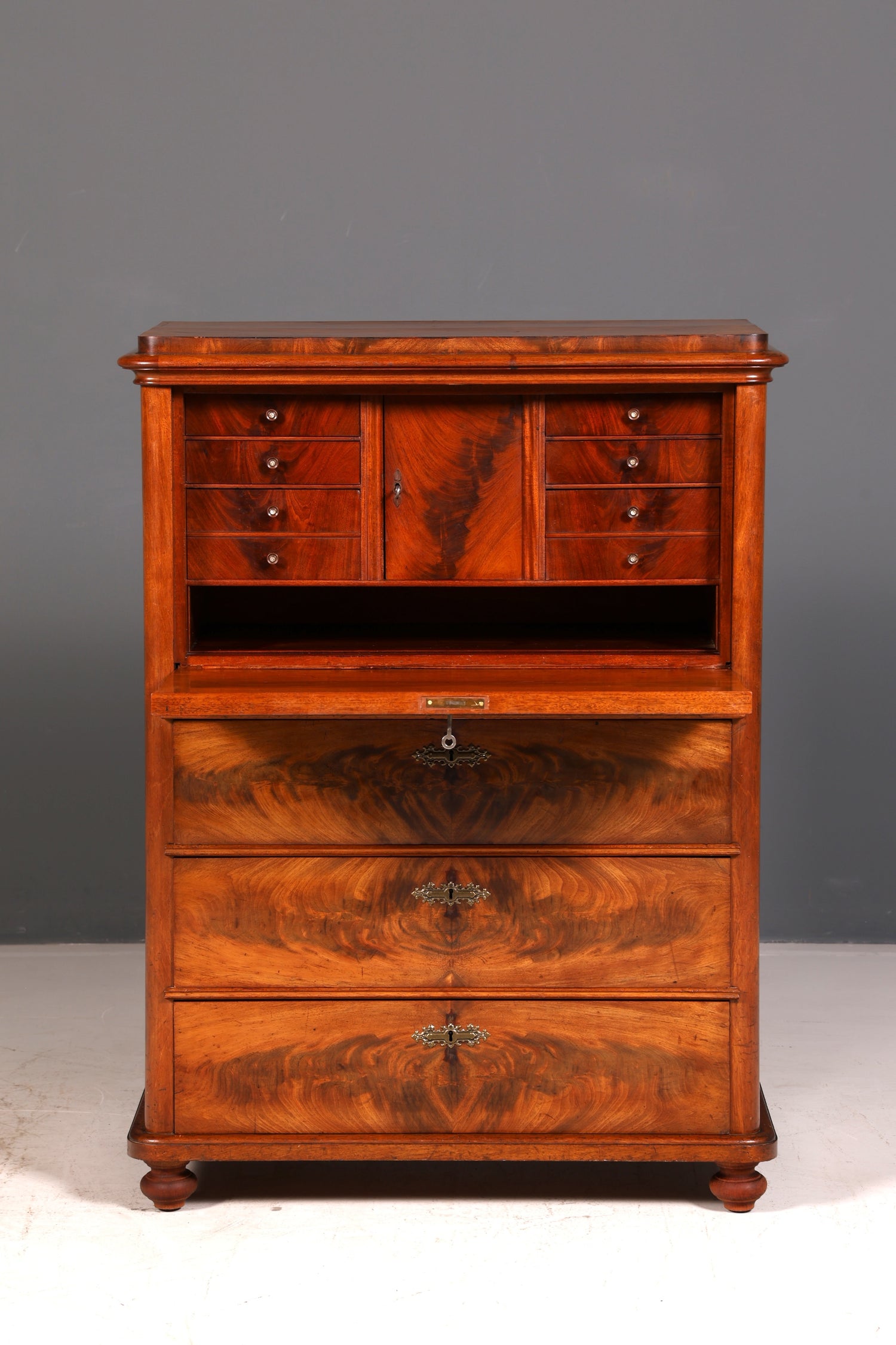 Wunderschöner Louis Philippe Sekretär Vertiko Highboard Gründerzeit Kommode Schrank um 1880 Antik Vintage