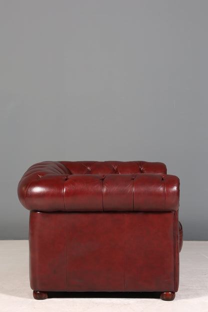 Wunderschöner Original Chesterfield Sessel Englisch Oxblood Leder Armlehnsessel Herrensessel