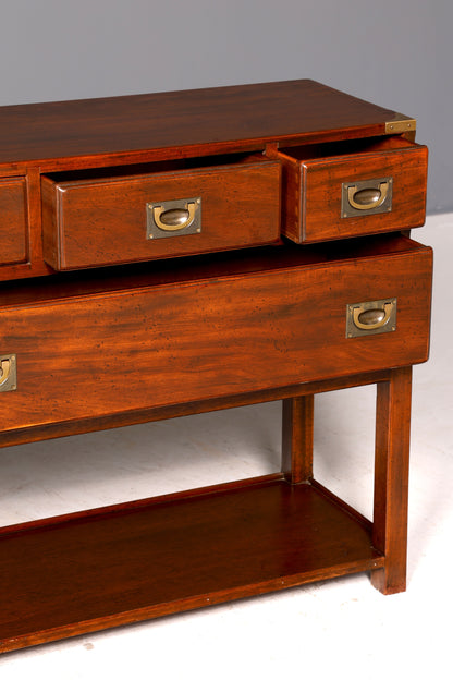 Wunderschöne Maritime Military Chest Kommode Mahagoni Englisch Beistellkommode Antik Vintage