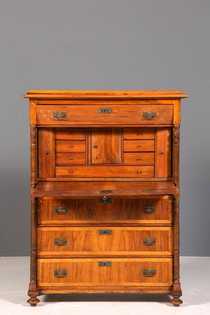 Beautiful Art Nouveau Secretary Walnut Gründerzeit Vertiko Antique Chest of Drawers around 1900