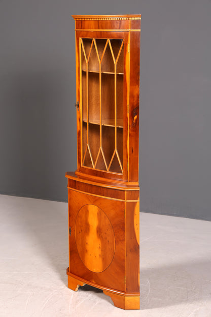 G247 Finish Wunderschöne Englische Eckvitrine Antik 60s echt Holz Schrank Eckschrank Glasvitrine Vitrine (Kopie)
