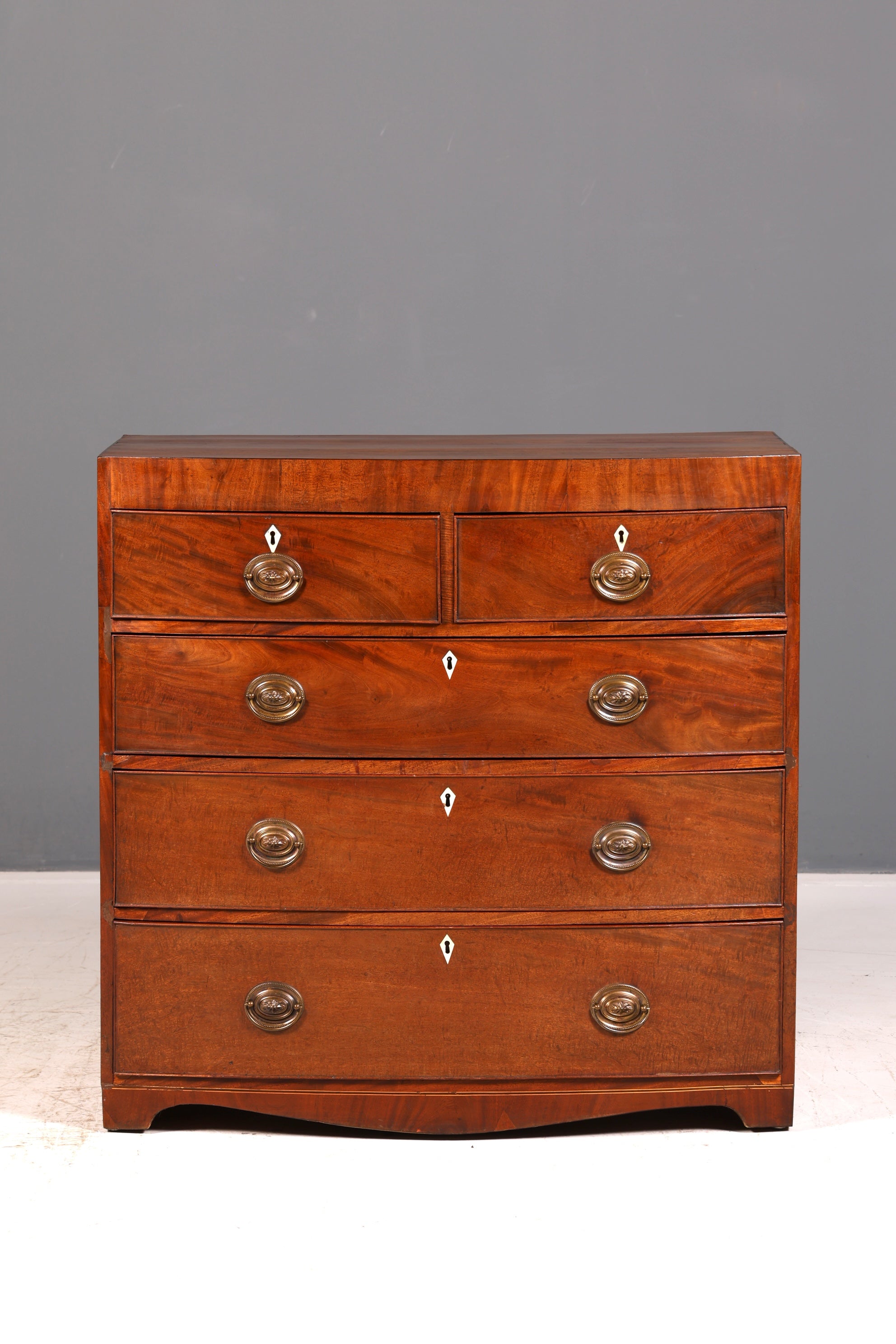 Wunderschöne Englische Kommode Mahagoni Antik Schubladenkommode Bow Front Schrank Sideboard Vintage