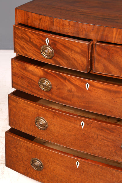 Wunderschöne Englische Kommode Mahagoni Antik Schubladenkommode Bow Front Schrank Sideboard Vintage