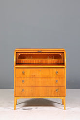 Schlichter Mid Century Rollladen Sekretär echt Holz Büro Schrank Vintage Schreibkommode