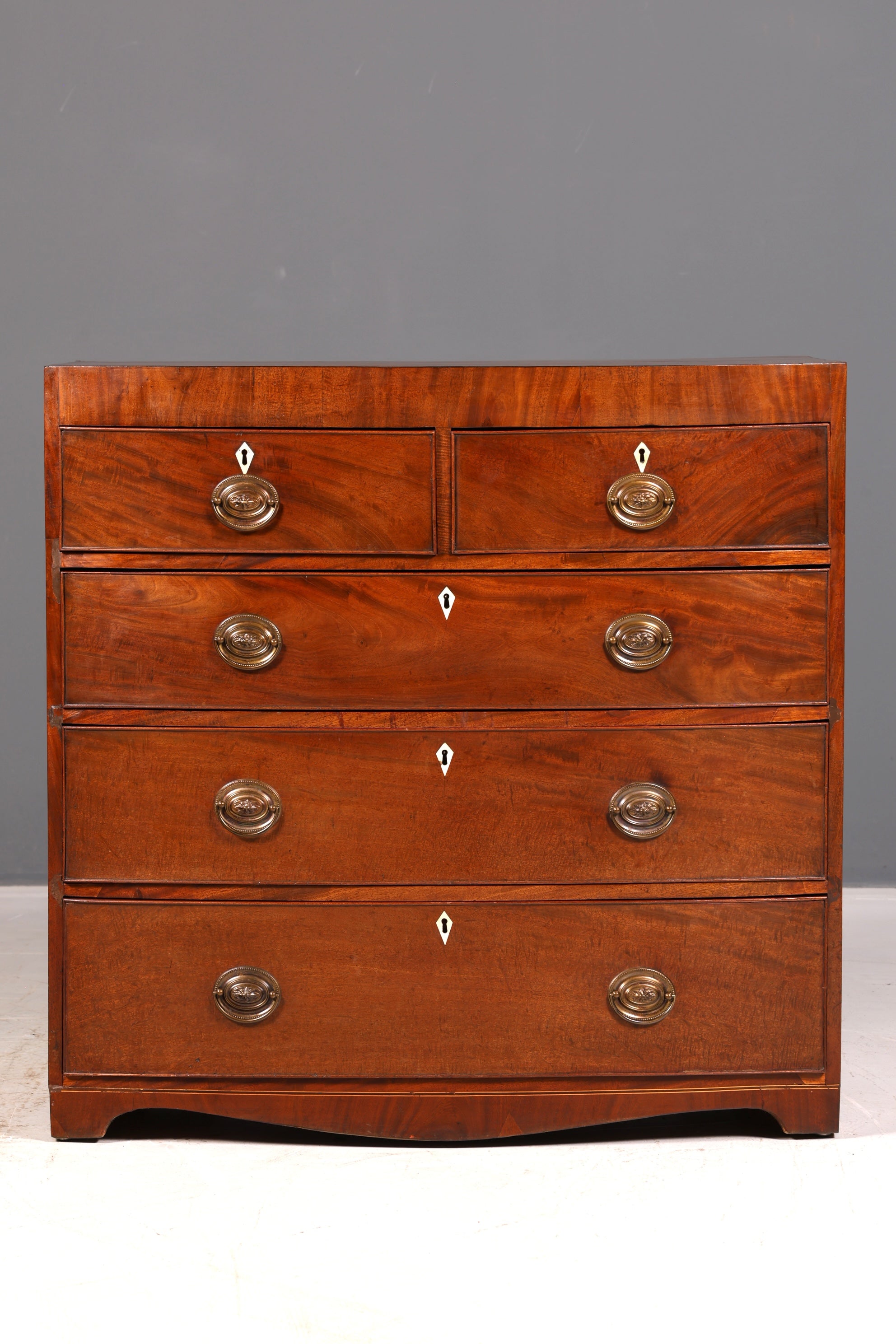 Wunderschöne Englische Kommode Mahagoni Antik Schubladenkommode Bow Front Schrank Sideboard Vintage