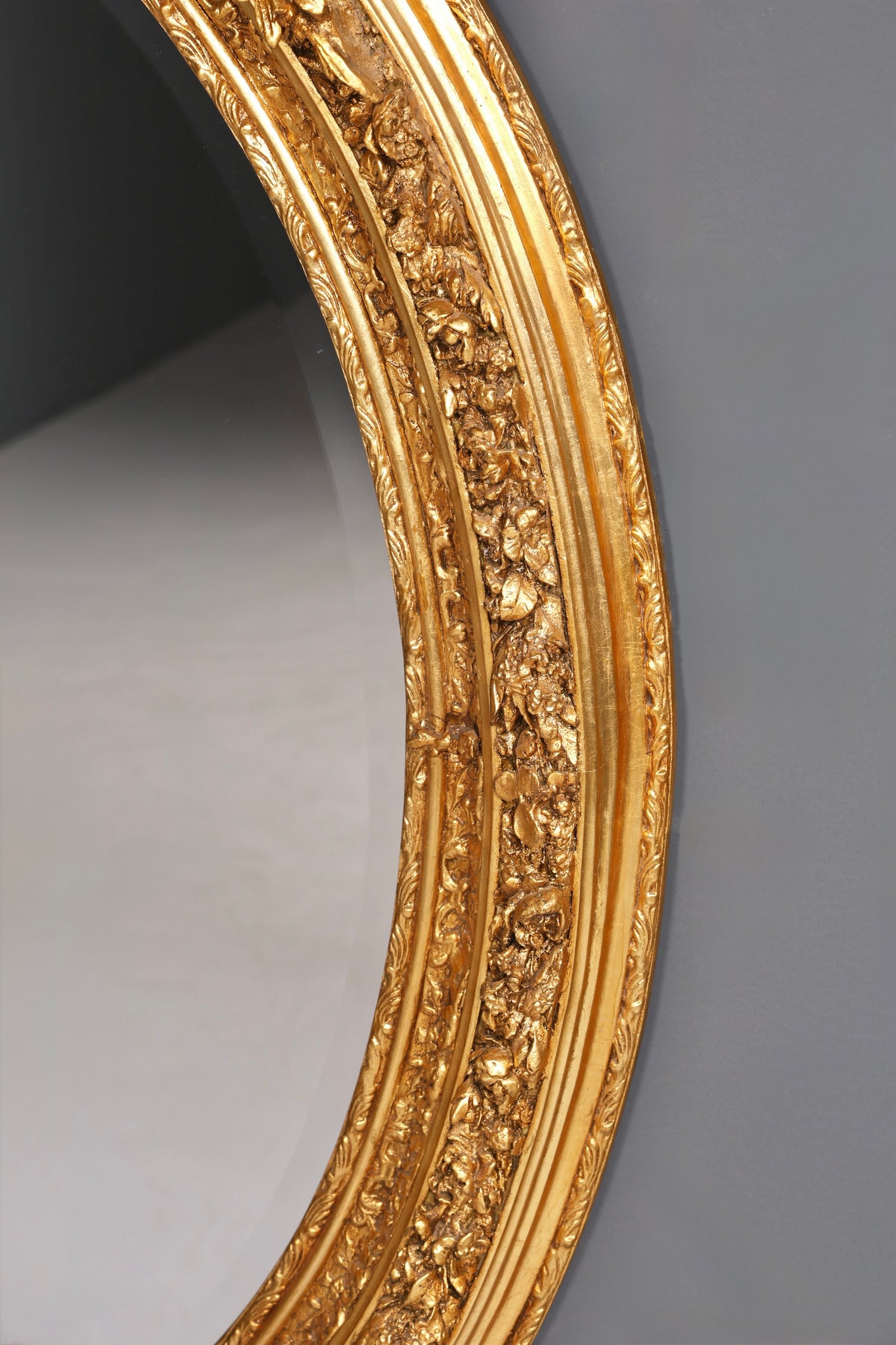 Wunderschöner Ovaler Prunk Barock Stil Wandspiegel Ornamenten Gold Spiegel