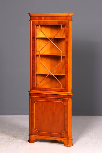 Wunderschöne Original Heldense Eckvitrine Eibe Englisch Antik Echt Holz Schrank Eckschrank Glasvitrine Vintage