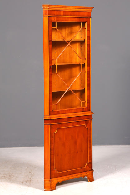 Wunderschöne Original Heldense Eckvitrine Eibe Englisch Antik Echt Holz Schrank Eckschrank Glasvitrine Vintage