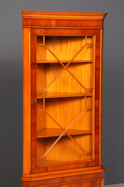 Wunderschöne Original Heldense Eckvitrine Eibe Englisch Antik Echt Holz Schrank Eckschrank Glasvitrine Vintage