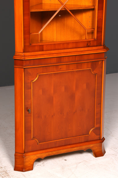 Wunderschöne Original Heldense Eckvitrine Eibe Englisch Antik Echt Holz Schrank Eckschrank Glasvitrine Vintage