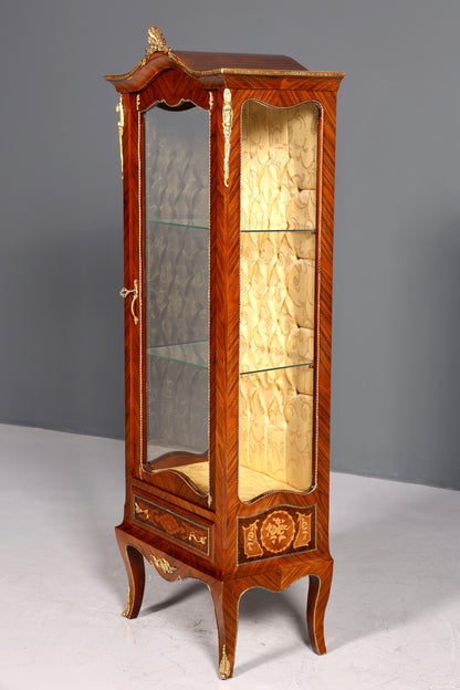 Traumhafte Barock Stil Vitrine Antik Stil Sammler Schrank Intarsien Glasschrank