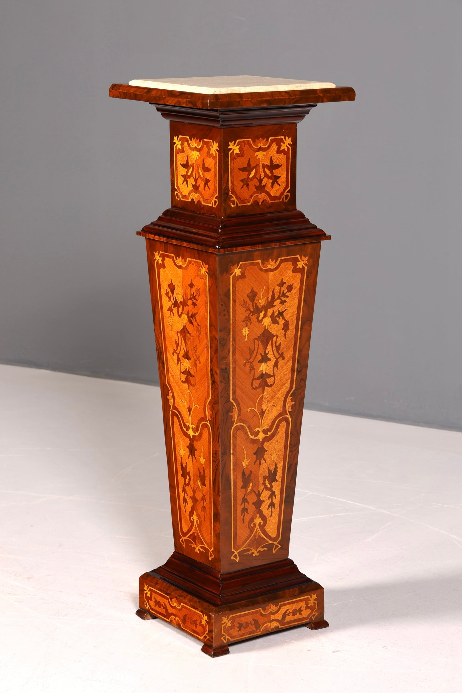 Edle Barock Säule Louis XV Blumensäule Antik Marmor Tisch Naturstein Intarsien Dekosäule