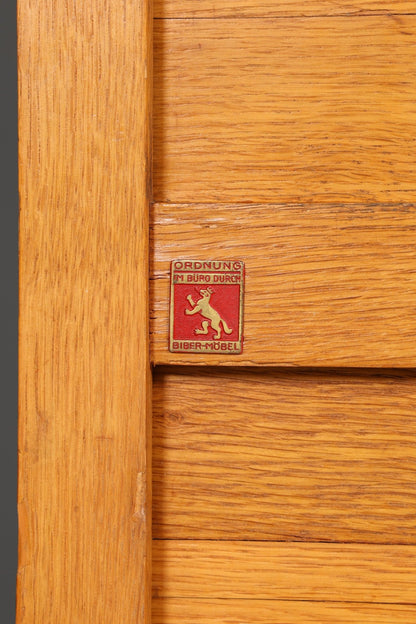 Wunderschöner Original Biber Möbel Mid Century Rollladenschrank Bauhaus Apothekerschrank Art Deco Büro Aktenschrank