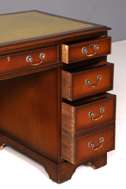 Wunderschöner Englischer Schreibtisch Mahagoni echt Lederauflage Bürotisch Antik Office Desk Vintage