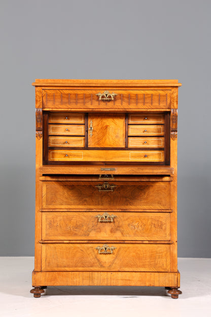 Edler Gründerzeit Sekretär Vertiko Highboard Louis Philippe Kommode Sekretär Schrank um 1880
