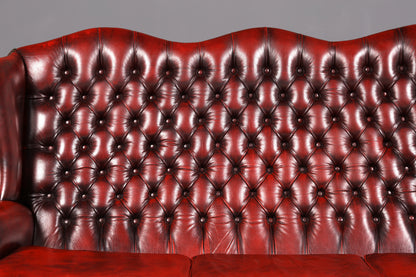 Wunderschönes Original Chesterfield Queen Anne Sofa 3er Sofa Englische Leder Couch Polstersofa Antik England