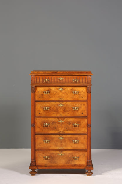 Wunderschöne Gründerzeit Kommode Louis Philippe Vertiko Nussbaum Sideboard um 1880