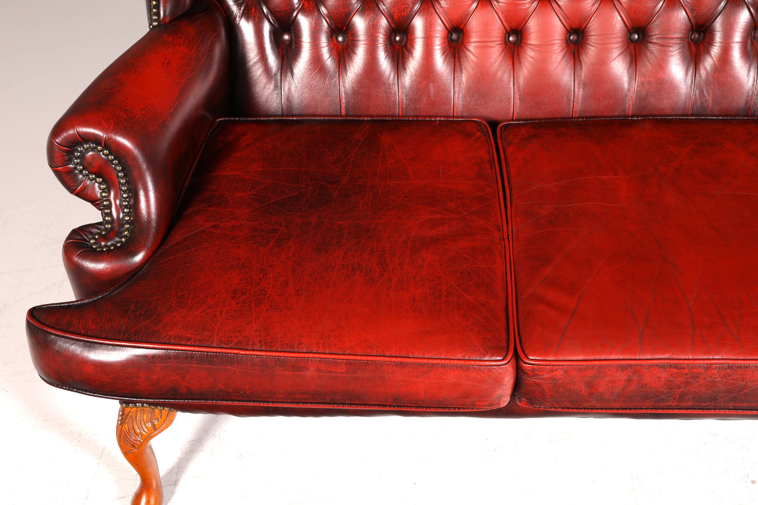 Edles Original Chesterfield Queen Anne Sofa 3er Sofa Englische Leder Couch Antik Designklassiker England UK