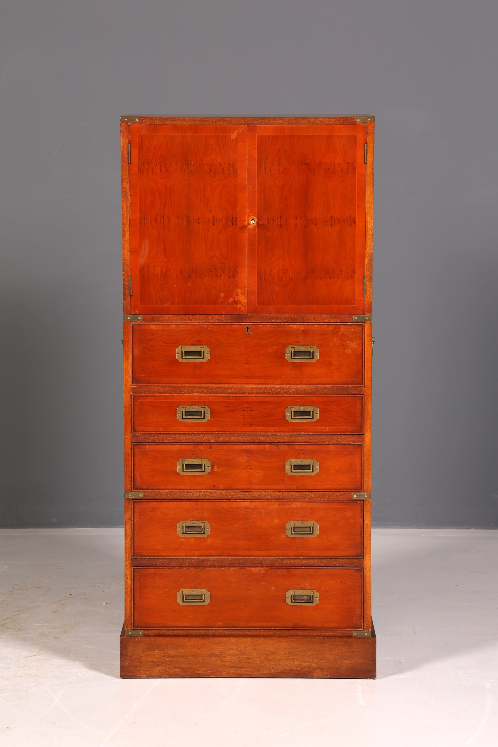 Wunderschöner Maritimer Schrank Vertiko Military Chest Kommode Sekretär Schubladenschrank Antik Sekretär Vintage