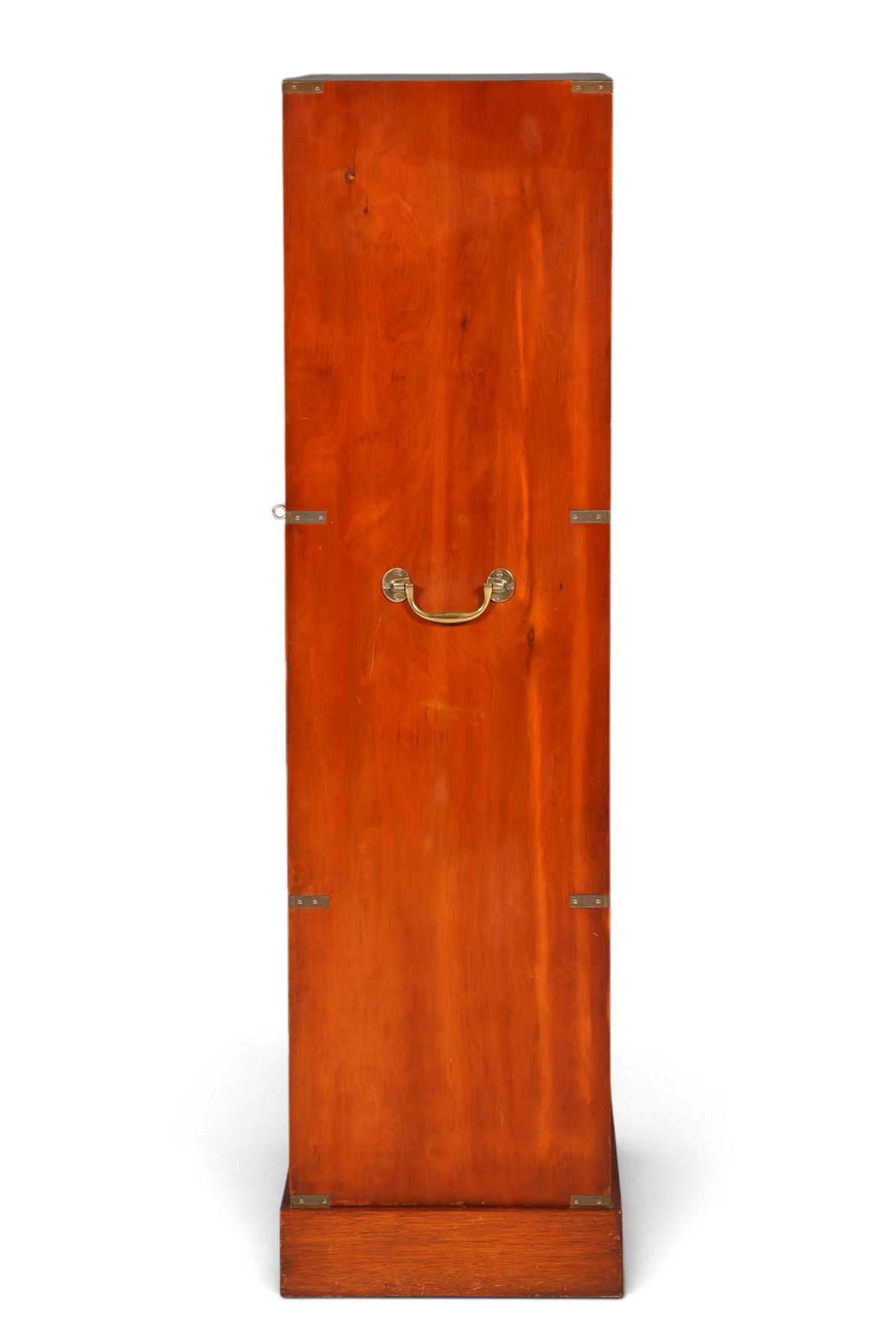 Hauptstadt Möblerei Vertiko Schrank im Military-Chest-Stil aus dunklem Echtholz mit versenkten Messingbeschlägen