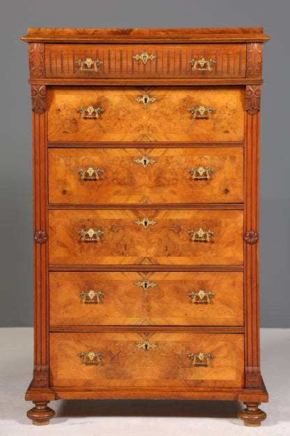 Wunderschöne Gründerzeit Kommode Louis Philippe Vertiko Nussbaum Sideboard um 1880