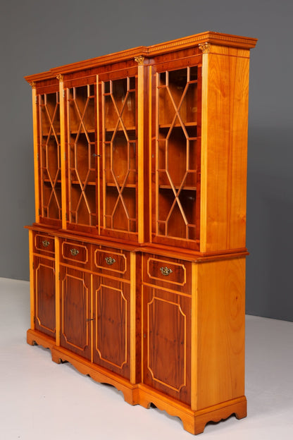 Wunderschöne Englische Vitrine Bücherschrank Buffet Antik Stil Englisch Eibe Glasvitrine Bibliothek