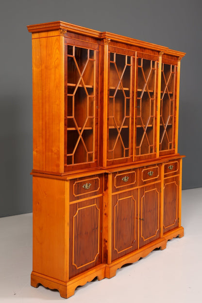 Wunderschöne Englische Vitrine Bücherschrank Buffet Antik Stil Englisch Eibe Glasvitrine Bibliothek