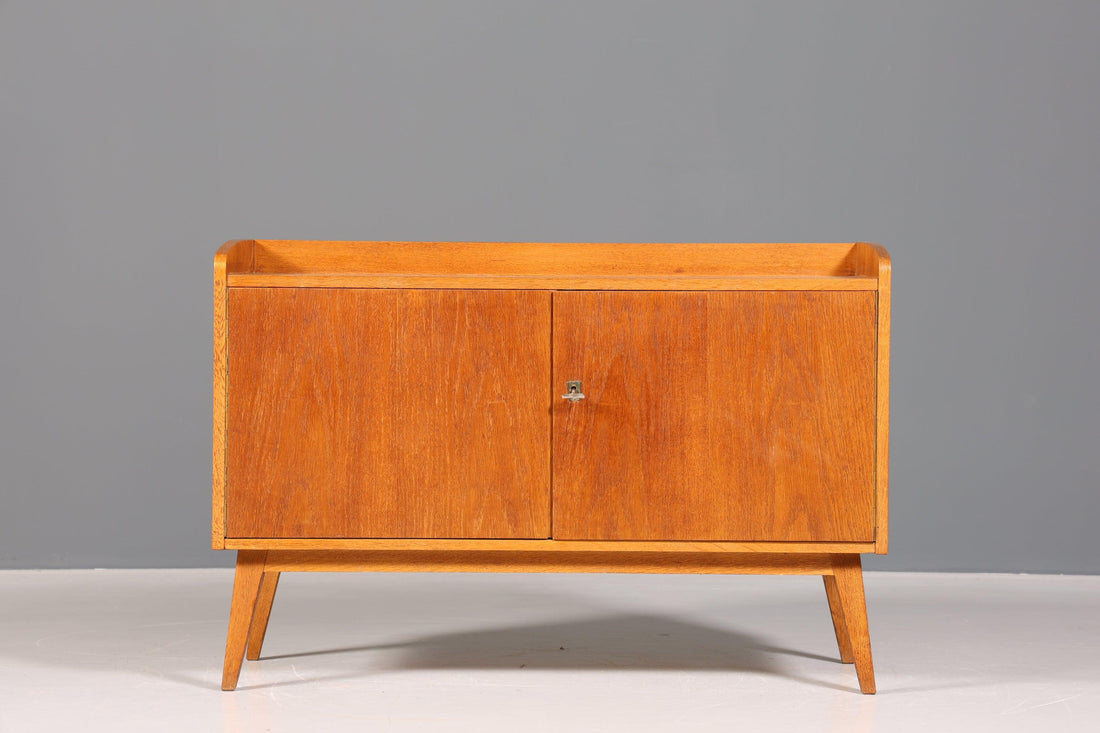 Schlichte Mid Century Kommode Vintage echt Holz Schrank Retro Flur Kommode 60er Jahre