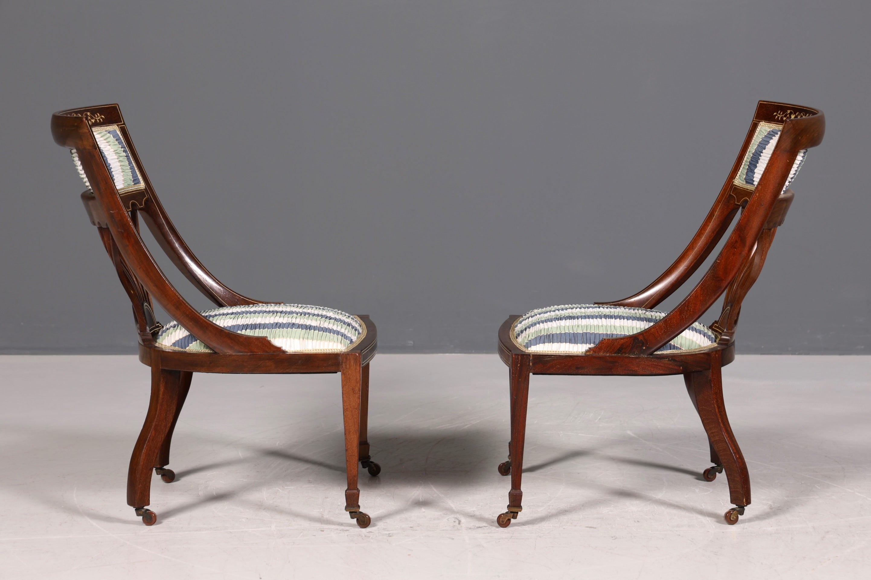 2x Wunderschöne Englische Stühle Edwardian Stuhl Set Antik Küchenstühle Polsterstühle Stuhl Set