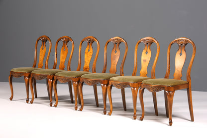6x Wunderschöne Chippendale Stühle Barock Stil Stuhlset Polsterstuhl Set Küchenstühle Esszimmer Stühle