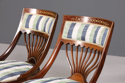 2x Wunderschöne Englische Stühle Edwardian Stuhl Set Antik Küchenstühle Polsterstühle Stuhl Set