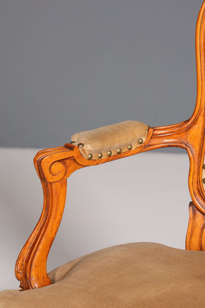 Edler Chippendale Armlehnstuhl Barock Stil Sekretär Stuhl Samt Stoff Sessel Bürostuhl