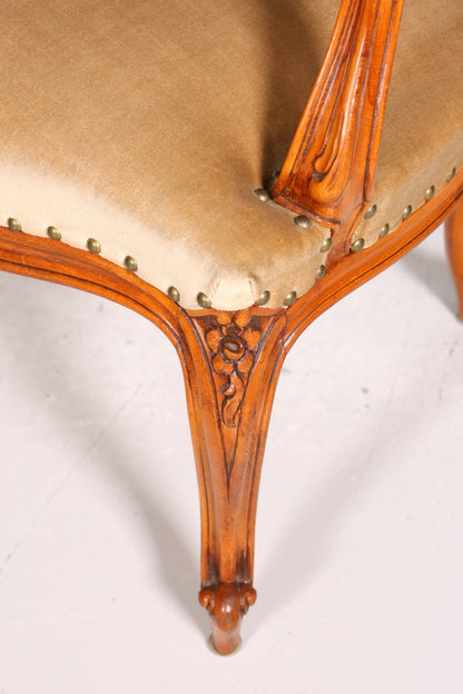 Edler Chippendale Armlehnstuhl Barock Stil Sekretär Stuhl Samt Stoff Sessel Bürostuhl