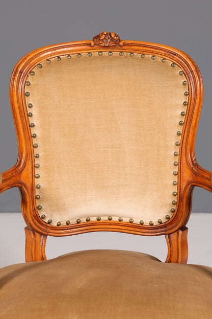 Edler Chippendale Armlehnstuhl Barock Stil Sekretär Stuhl Samt Stoff Sessel Bürostuhl