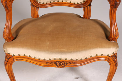Edler Chippendale Armlehnstuhl Barock Stil Sekretär Stuhl Samt Stoff Sessel Bürostuhl