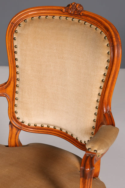 Edler Chippendale Armlehnstuhl Barock Stil Sekretär Stuhl Samt Stoff Sessel Bürostuhl