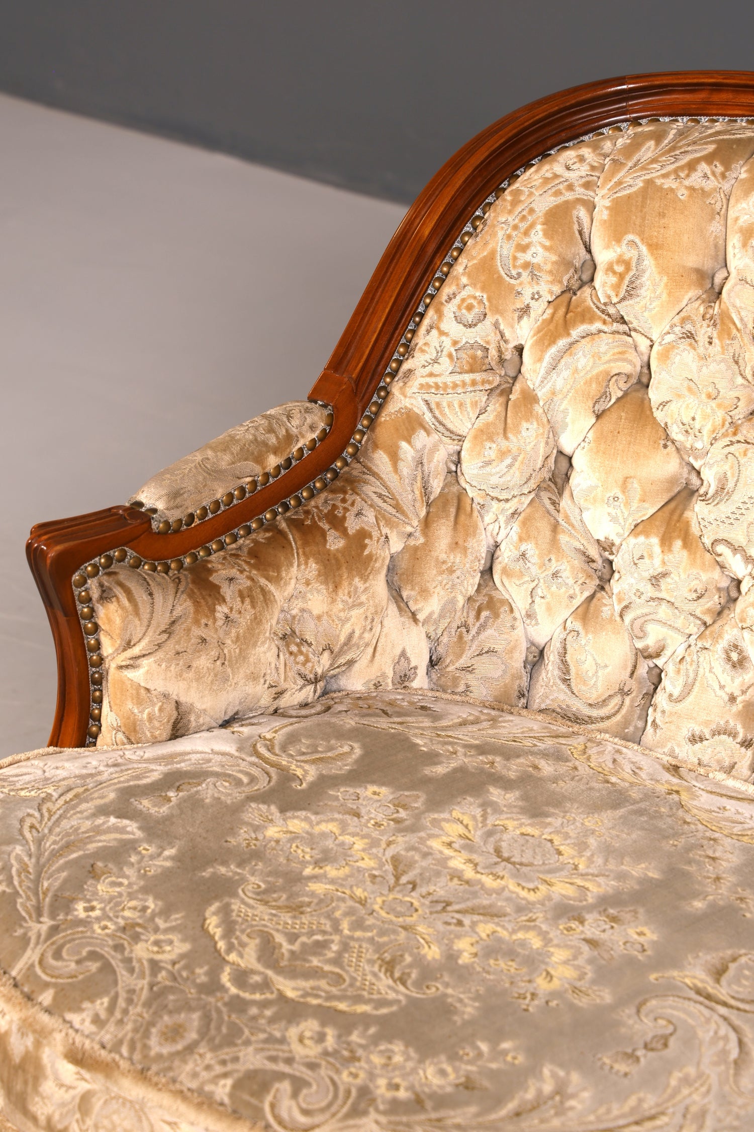 Wunderschönes Chippendale Sofa Barock Stil Couch Samt Stoff 3 Sitzer Canapé