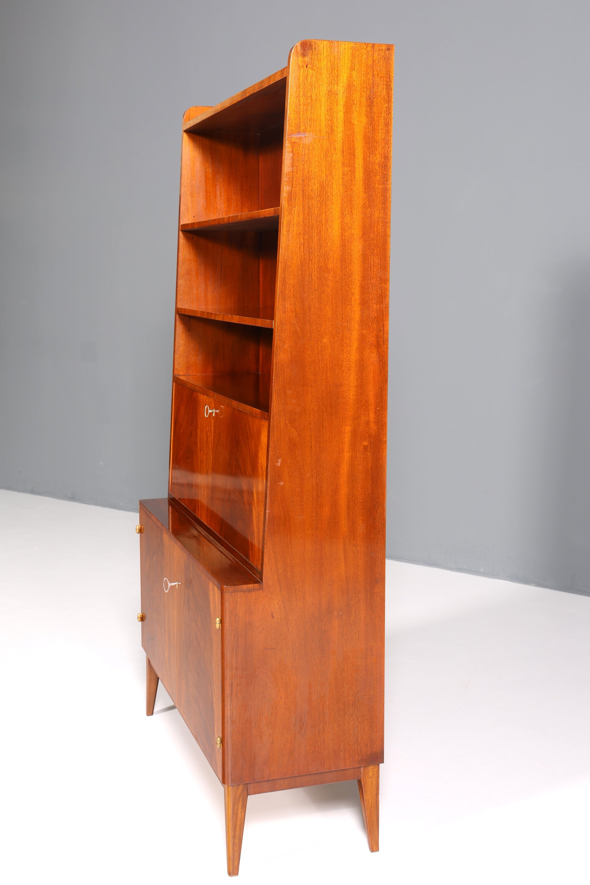 F184 Finish Wunderschöner Mid Century Schrank Bücherregal Vintage Sekretär Highboard Holz Regal